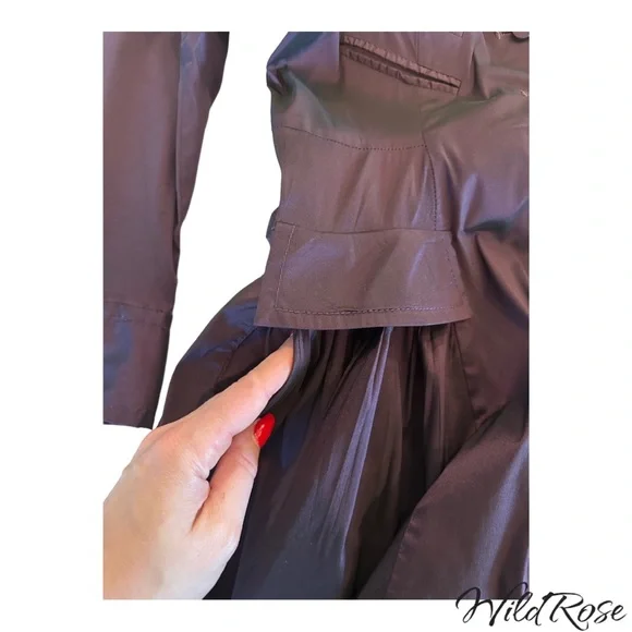 Byron Lars Eggplant Purple Button Down Flair Dress w/ Pockets SZ 10 - Picture 10 of 11